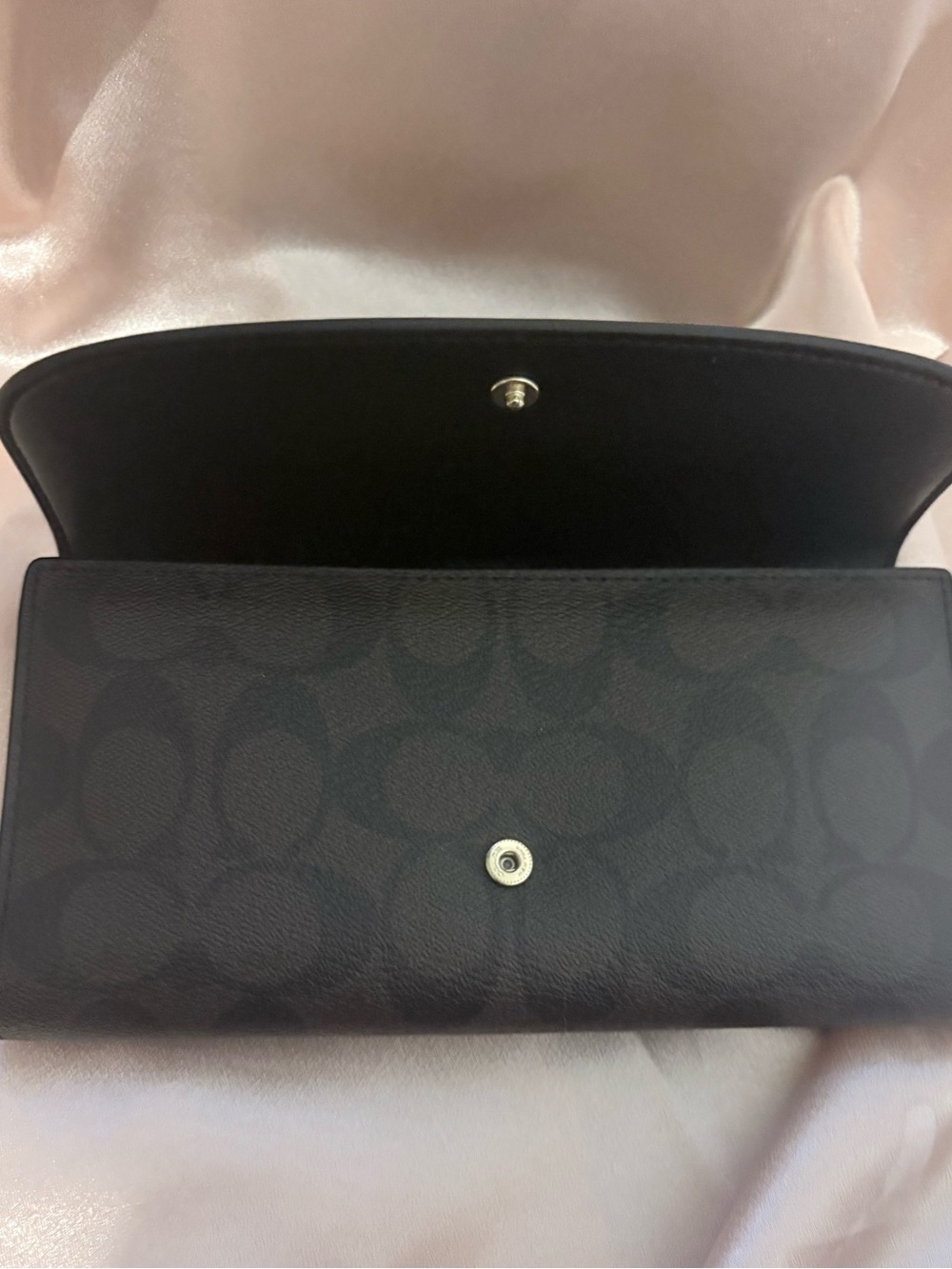 NWT Coach Signature Checkbook Wallet Brown Black Leather F57319 Gold Logo - Picture 9 of 14